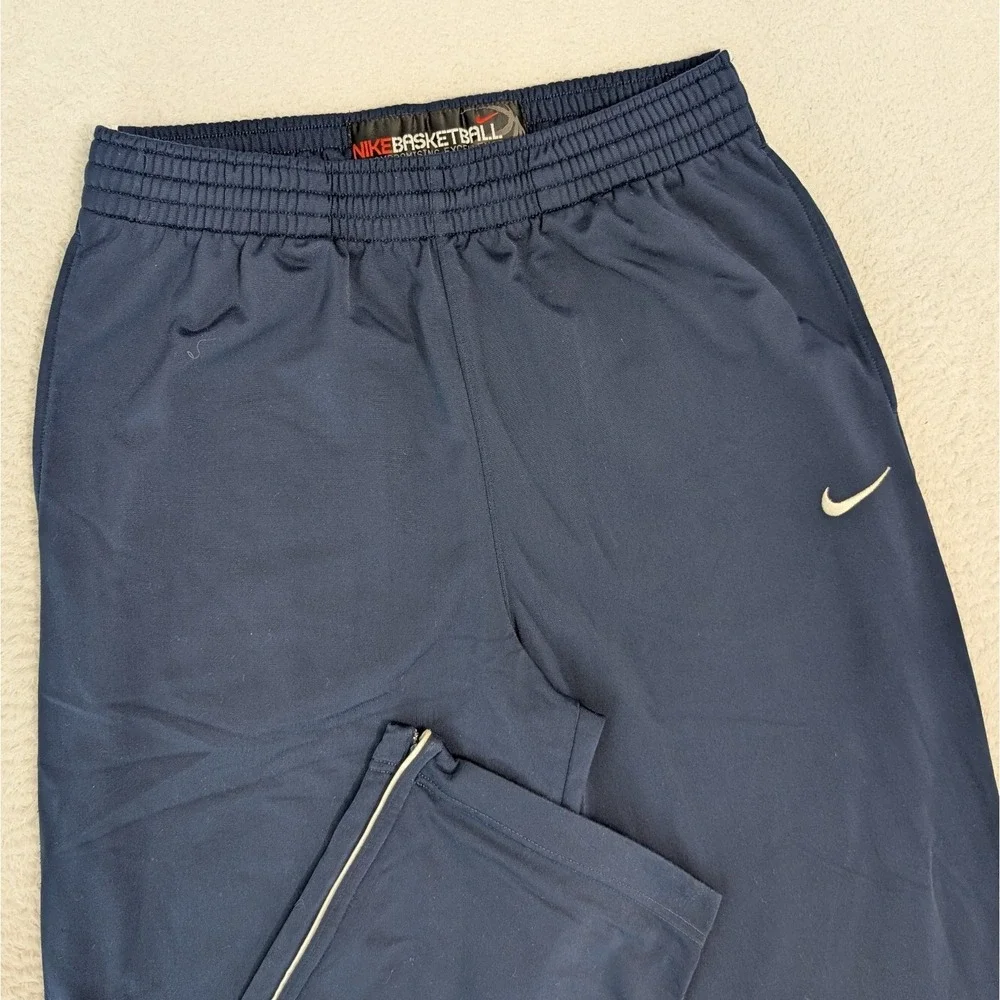 Vintage Y2K Nike Gray Tag Basketball Sweatpants Navy Blue Medium Waist Zip Ankle